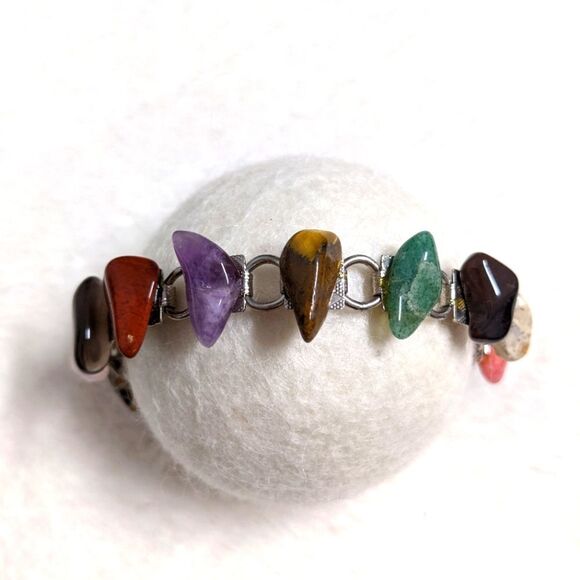 Vintage 1960's Various Semi Precious Polished Stone Bracelet - Picture 2 of 5